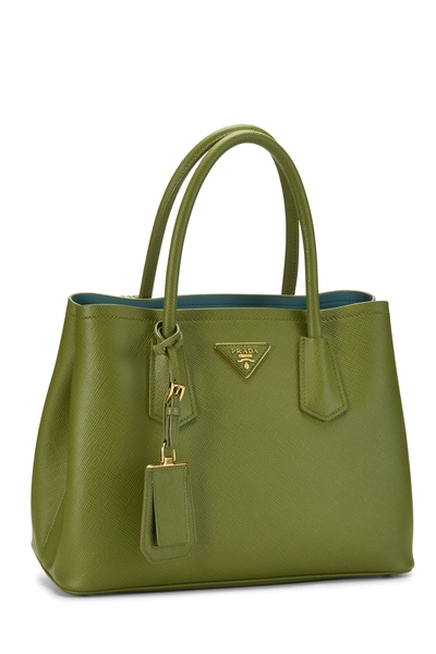 Green Saffiano Leather Double Tote Medium, , large
