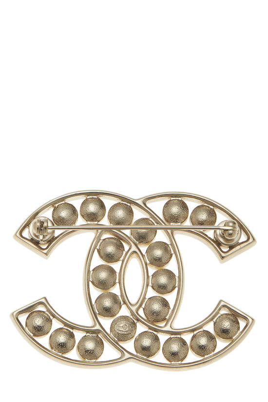 Gold & Faux Pearl 'CC' Pin , , large image number 1