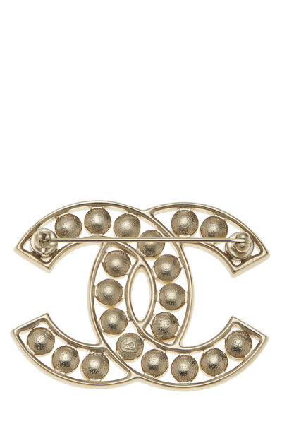 Gold & Faux Pearl 'CC' Pin , , large