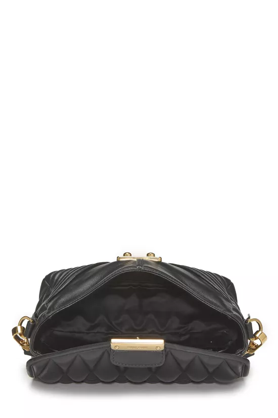 Black Nappa Matelass&eacute; Biker Shoulder Bag, , large image number 5