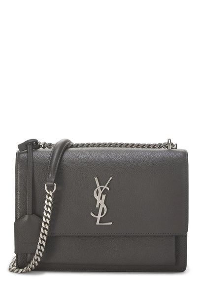 YSL Grey Calfskin Leather Sunset Medium
