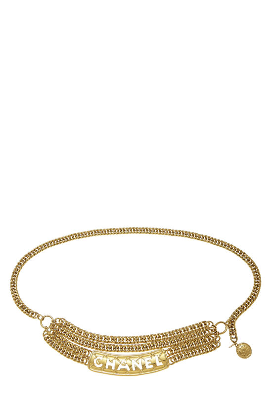 Gold Quilted Logo Chain Belt, , large image number 1