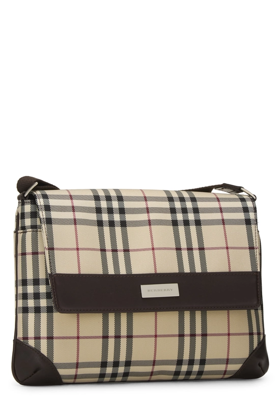 Brown House Check Nylon Flap Messenger Small, , large image number 1