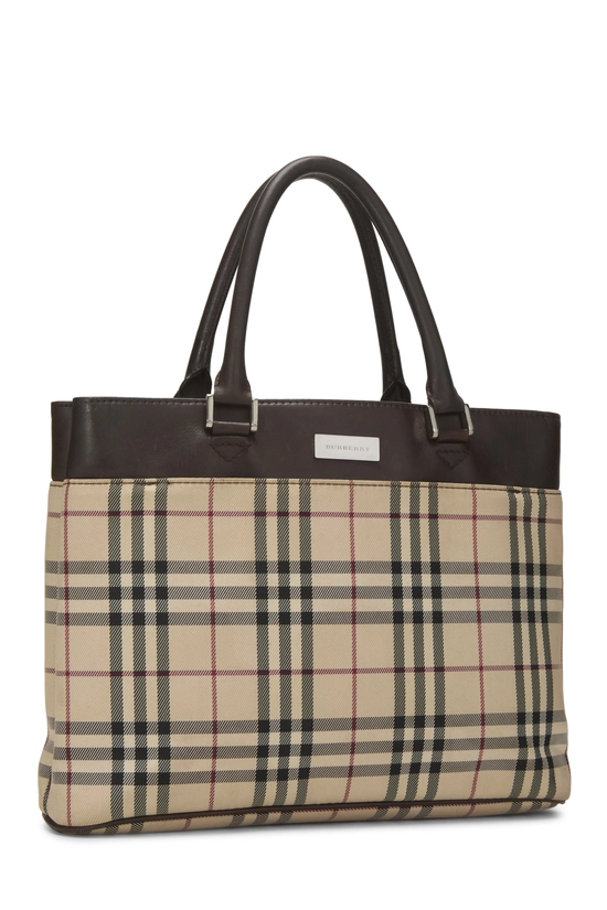 Brown House Check Nylon Handbag Small, , large image number 1