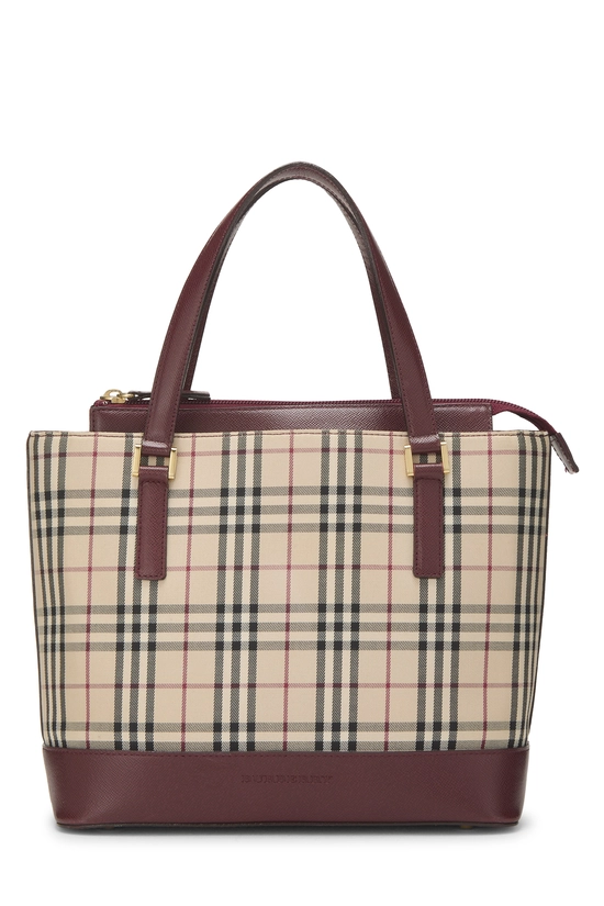 Burgundy House Check Jacquard Handbag Small, , large image number 0