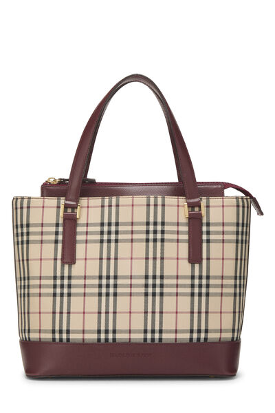 Burgundy House Check Jacquard Handbag Small