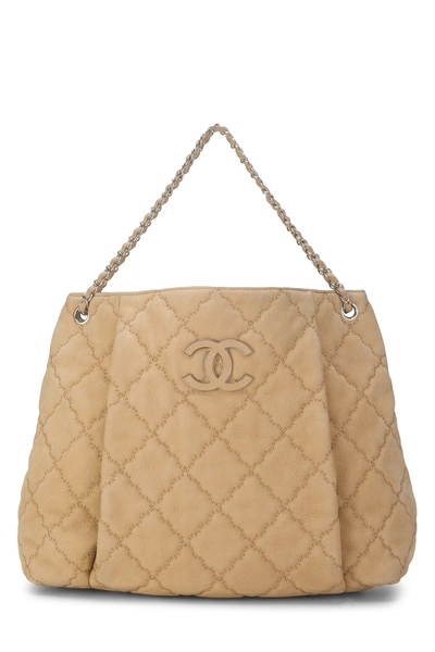 Beige Nubuck Hamptons Shopping Bag Large