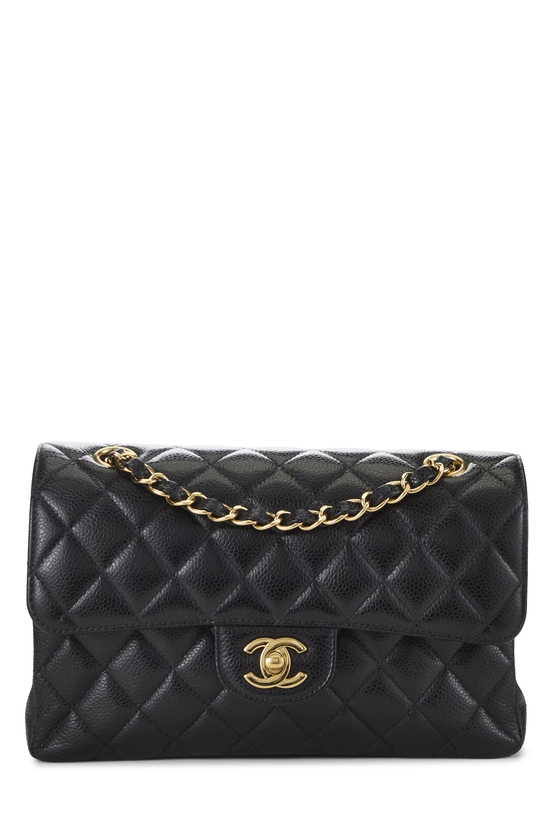 Black Quilted Caviar Classic Double Flap Small, , large image number 0