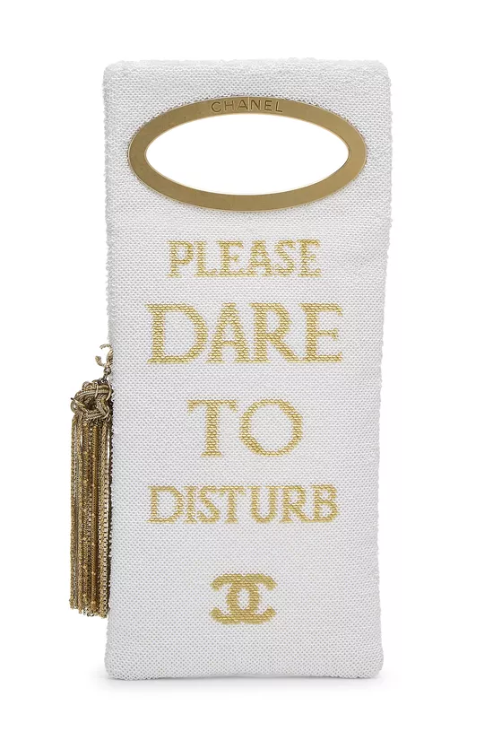 Paris-Cosmopolite White & Gold Sequin Do Not Disturb Clutch, , large image number 2