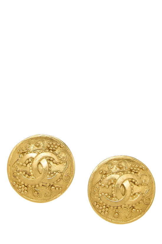 Gold 'CC' Round Grapevine Earrings, , large image number 0