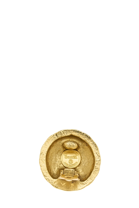 Gold 'CC' Round Earrings, , large image number 2