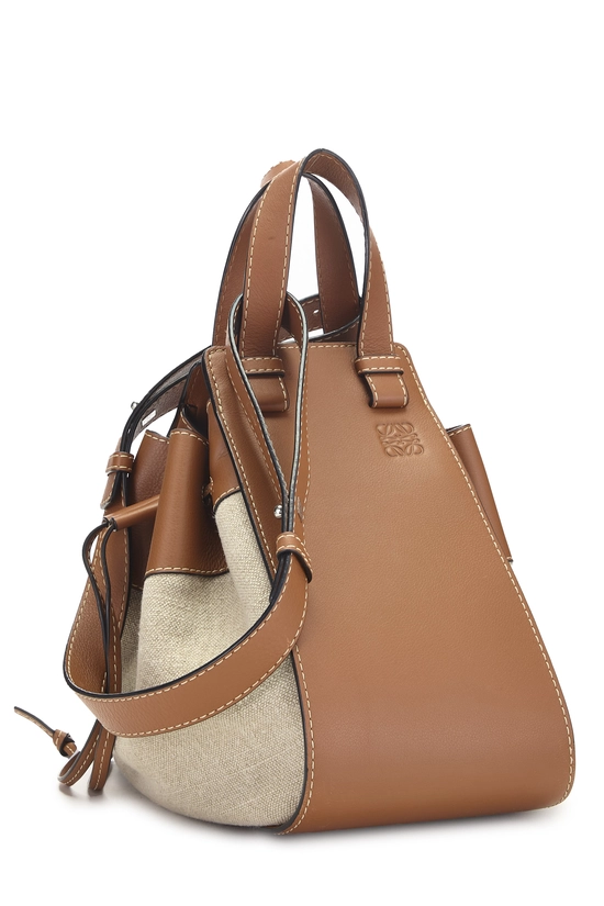 Brown Canvas Hammock Drawstring Bag Small, , large image number 1