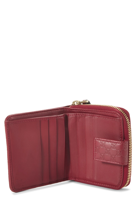 Red Guccissima Leather French Compact Zip Wallet, , large image number 3