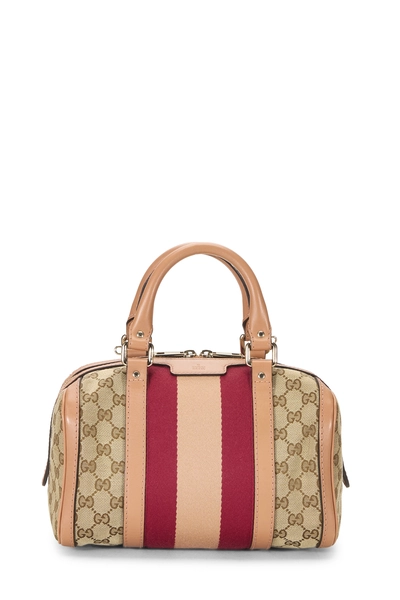 Gucci Red Original GG Canvas Boston Handbag Small