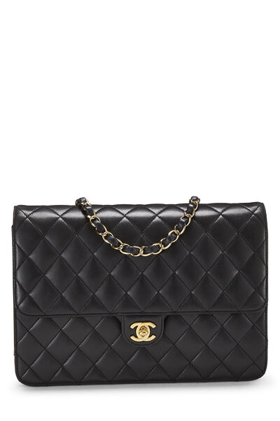 Black Quilted Lambskin Turnlock Ex Flap Medium