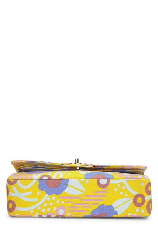 Yellow & Multicolor Floral Canvas Classic Double Flap Medium, , large image number 4