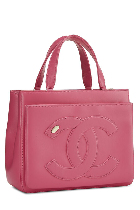 Pink Lambskin 'CC' Mania Shopping Tote Small, , large image number 1