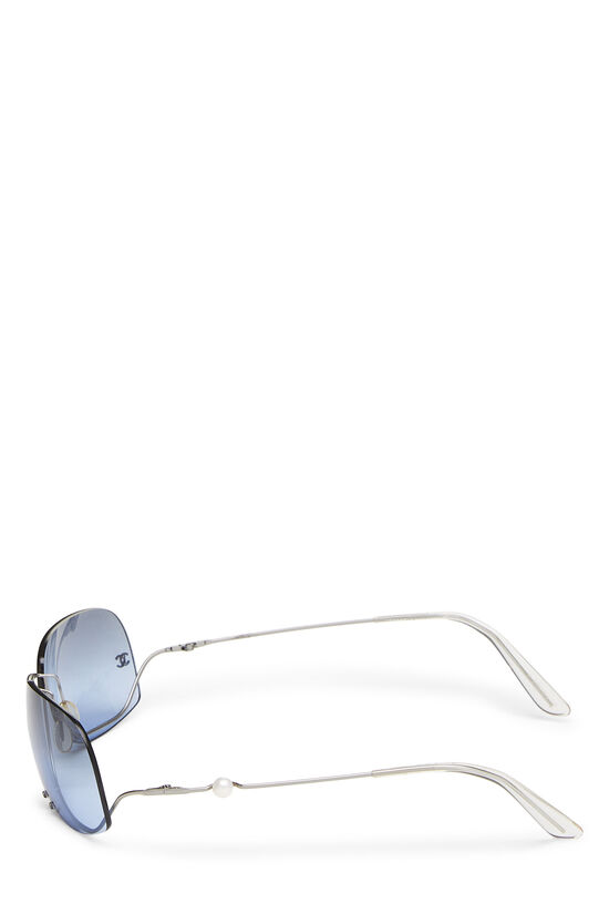 Blue Rimless Rectangle Sunglasses , , large image number 3