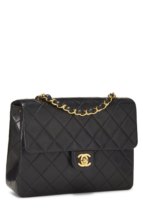Black Quilted Lambskin Half Flap Small, , large image number 1