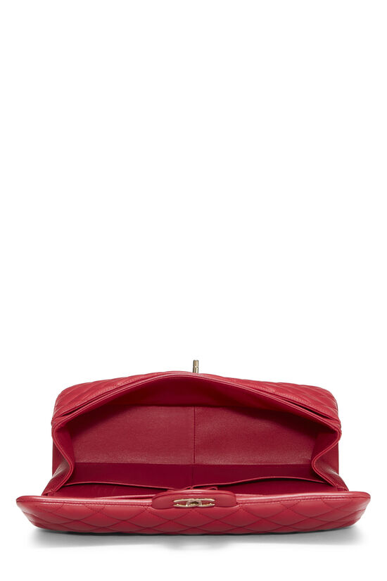 Red Quilted Lambskin New Classic Double Flap Jumbo, , large image number 5