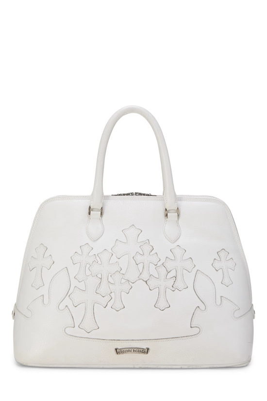 White Leather Cemetery Cross Bowling Bag, , large image number 3