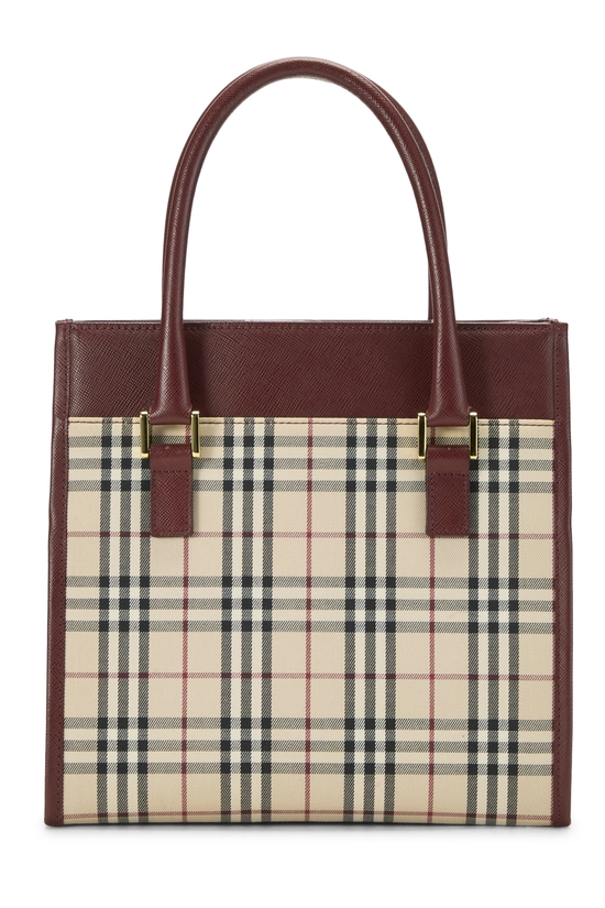 Burgundy House Check Jacquard Handbag Small, , large image number 3