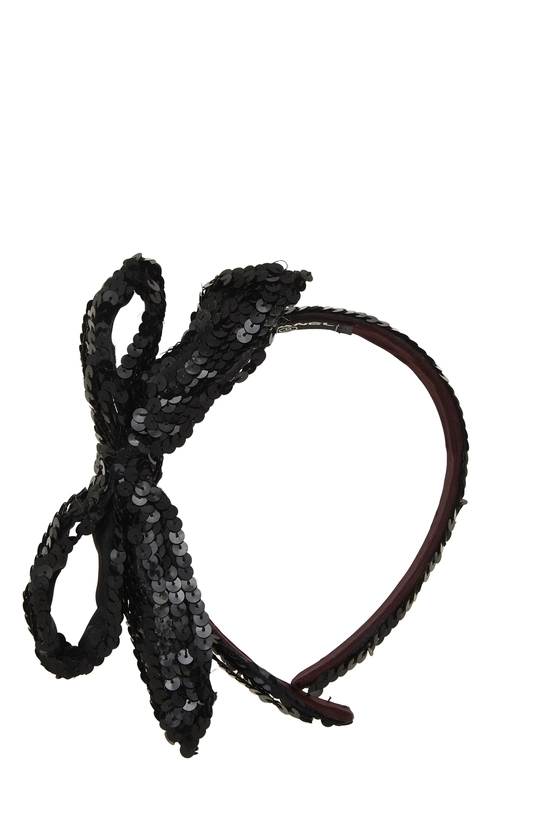 Black Sequin Bow Headband, , large image number 1
