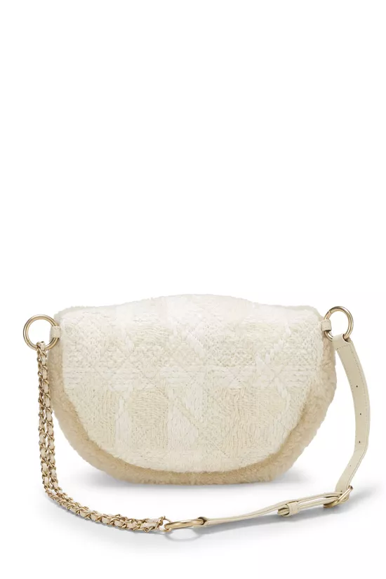 Ivory Tweed & Shearling Belt Bag, , large image number 3