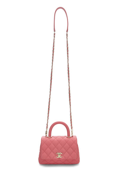 Pink Quilted Caviar Coco Handle Bag Mini, , large