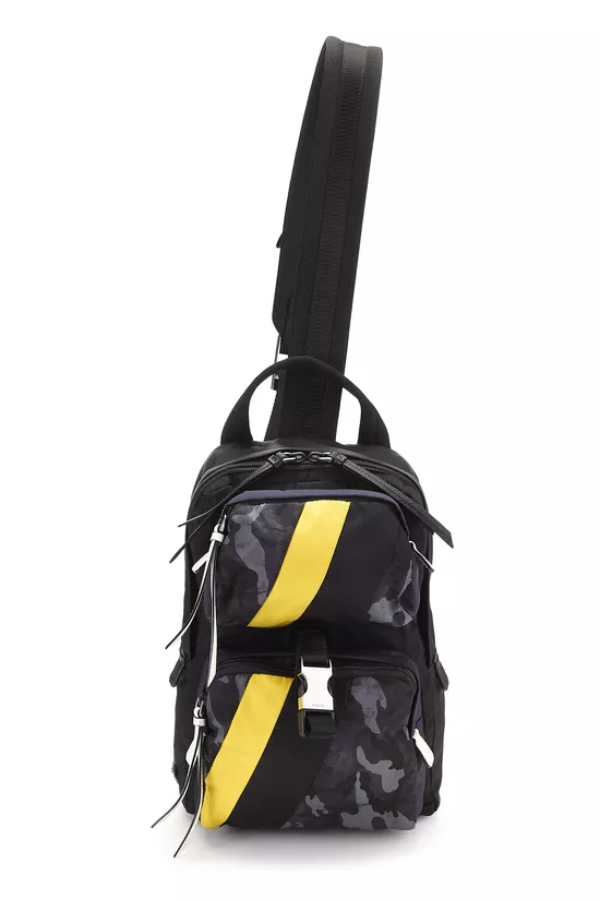 Black Nylon Camo Sling Bag, , large image number 0