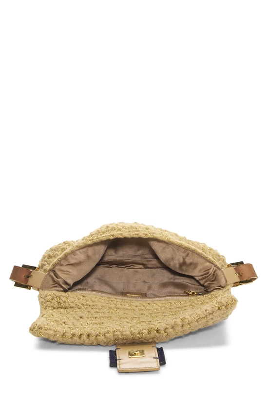 Metallic Beige Crochet Baguette, , large image number 5
