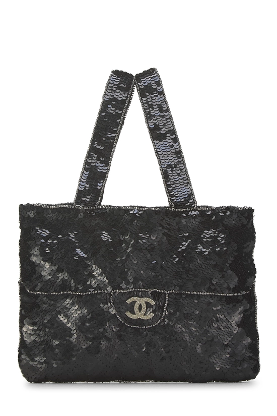 Black Sequin Handbag, , large image number 0