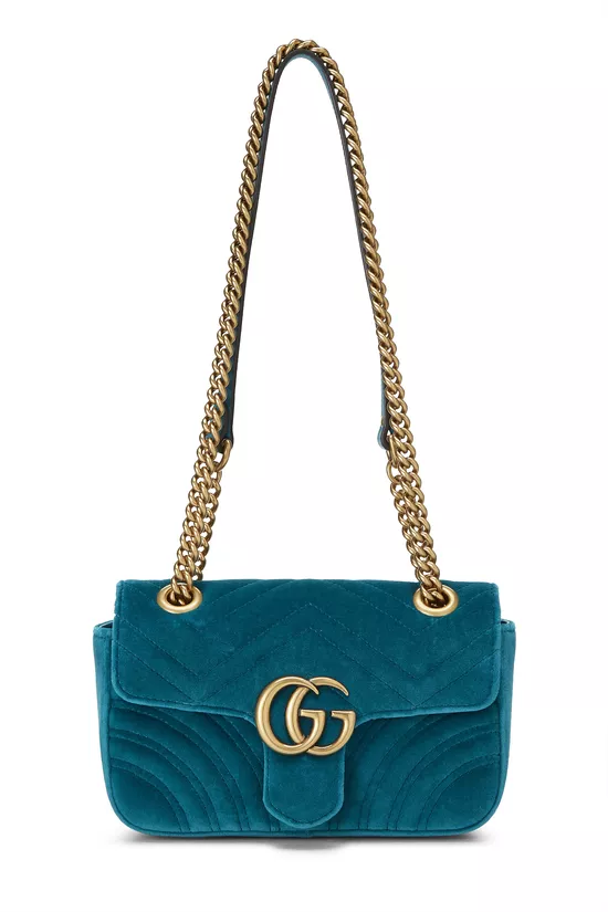 Blue Velvet GG Marmont Shoulder Bag Mini, , large image number 0