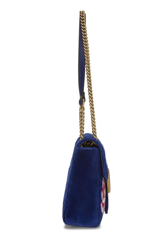 Blue Velvet GG Marmont Modern Shoulder Bag, , large image number 2