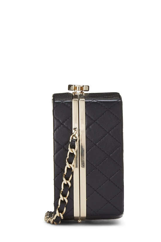 Black Lambskin Powder Clutch On Chain, , large image number 3