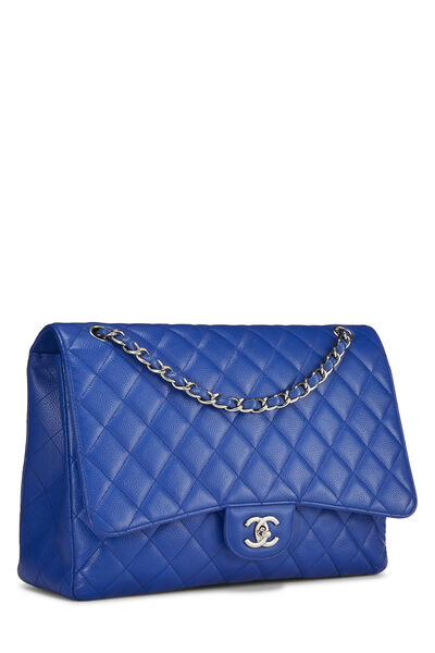 Blue Quilted Caviar Classic Flap Maxi, , large