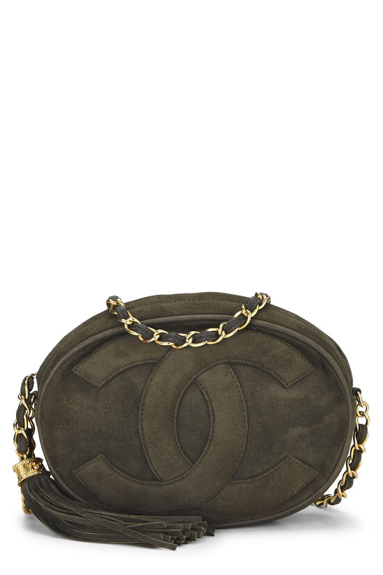 Green Suede 'CC' Oval Bag Mini, , large image number 0