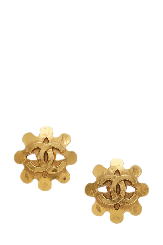 Gold Squiggle Border 'CC' Earrings