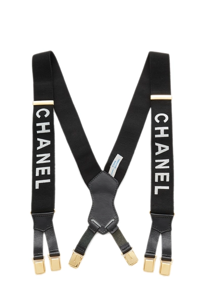 Black Elastic Logo Suspenders