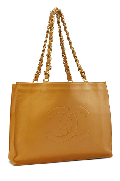 Orange Lambskin Flat Chain Handle Tote, , large