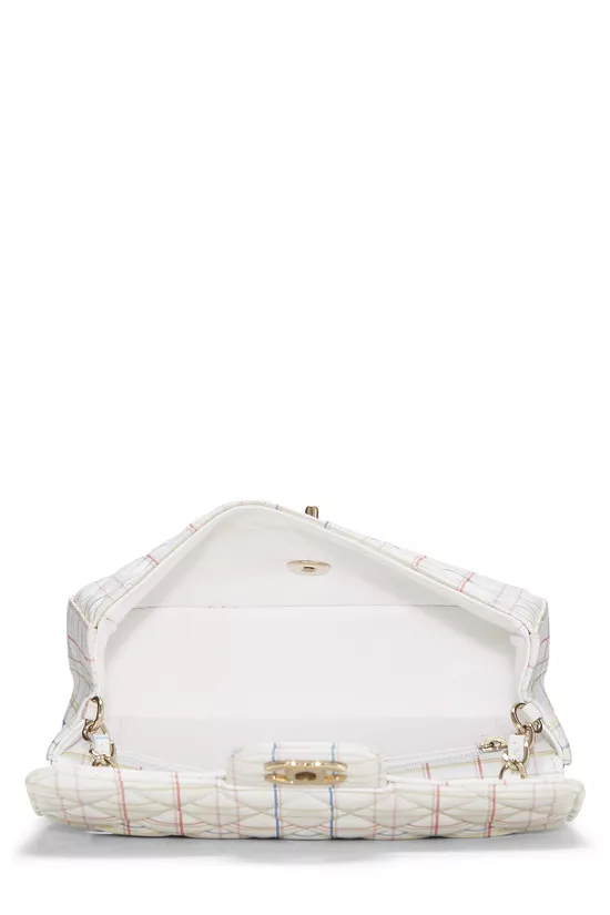 White & Multicolor Plaid Calfskin Rectangular Flap Mini, , large image number 5