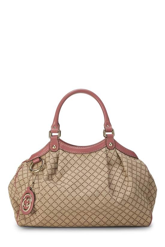 Pink Diamante Canvas Zip Sukey Large , , large image number 0