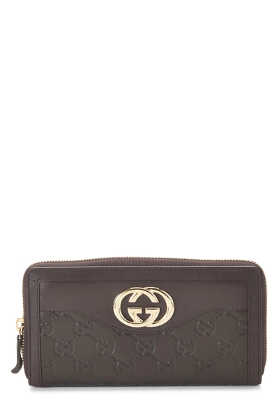 Brown Guccissima Britt Zip Around Wallet