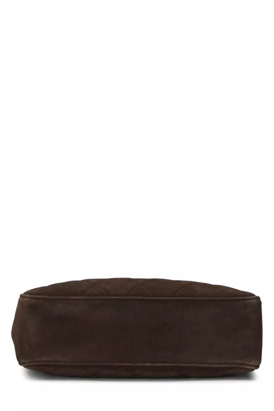 Brown Quilted Suede Turnlock Tote Large, , large image number 4