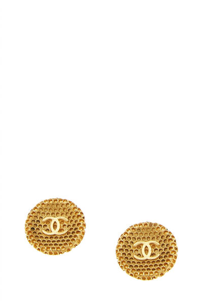 Gold Honeycomb 'CC' Earrings