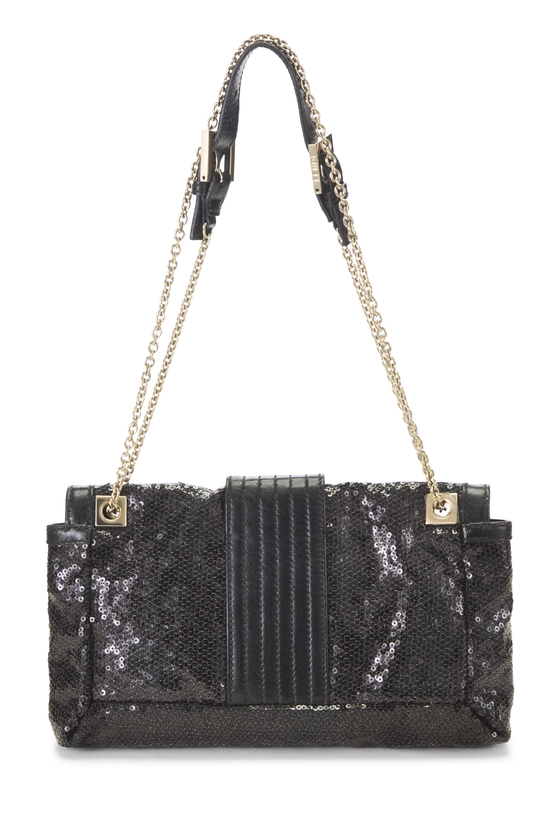 Black Sequin Baguette Chain Bag, , large image number 3