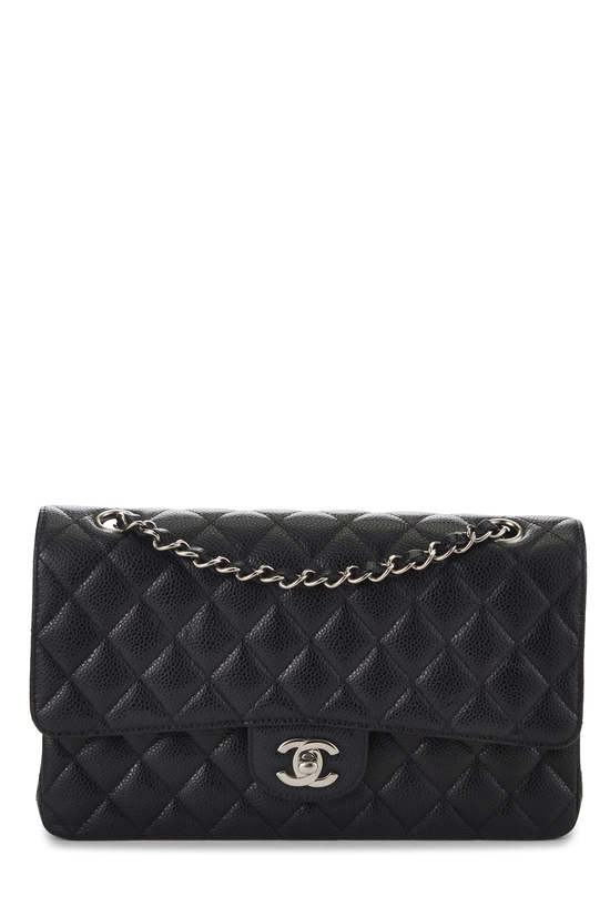 Black Quilted Caviar Classic Double Flap Medium, , large image number 0