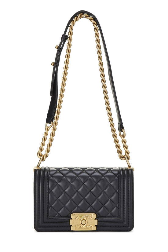 Chanel Black Quilted Lambskin Boy Bag Small Q6B01A1IK7022 | WGACA