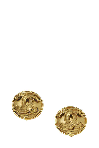 Gold Border 'CC' Round Earrings