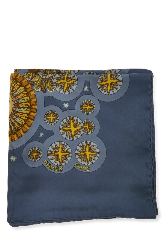 Blue & Multicolor 'Le Roy Soleil' Silk Scarf 90, , large image number 1